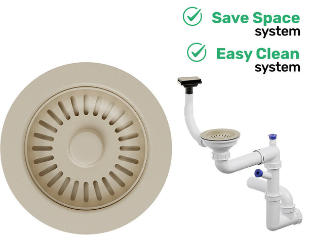 Sifon Save Space + Easy Clean, o cuvă, preaplin vertical, dop manual