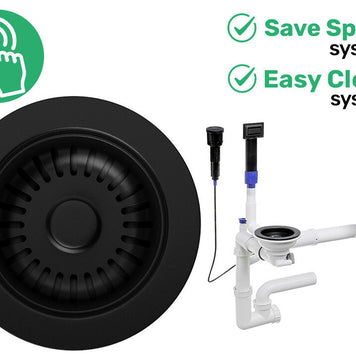 Sifon Save Space + Easy Clean pentru două cuve, automat — cu preaplin dreptunghiular