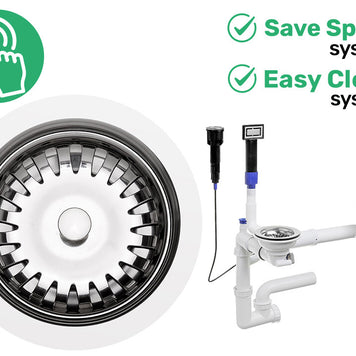 Sifon Save Space + Easy Clean pentru două cuve, automat — cu preaplin dreptunghiular