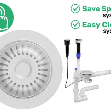 Sifon Save Space + Easy Clean pentru două cuve, automat — cu preaplin dreptunghiular