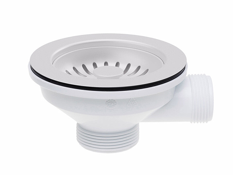 Sifon Save Space + Easy Clean pentru două cuve, cu mască — preaplin vertical (control manual)