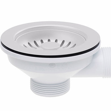 Sifon Save Space + Easy Clean pentru două cuve, cu mască — preaplin vertical (control manual)