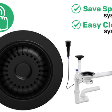 Sifon Save Space + Easy Clean pentru două cuve, cu mască — preaplin vertical (control manual)