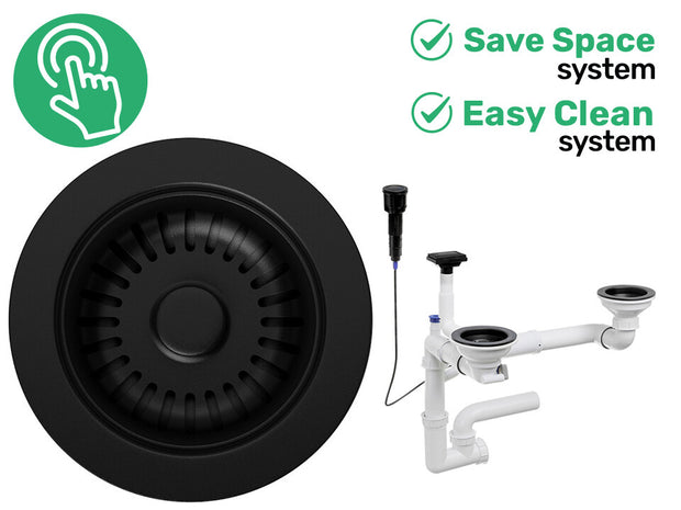 Sifon dublu Save Space + Easy Clean, automat, cu mască – preaplin vertical