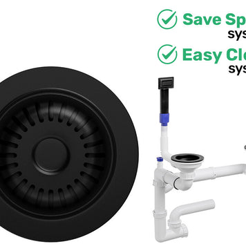 Sifon Save Space + Easy Clean cu preaplin dreptunghiular — control manual, pentru chiuvete 1.5–2 cuve