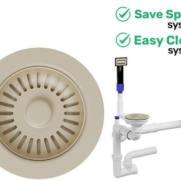 Sifon Save Space + Easy Clean cu preaplin dreptunghiular — control manual, pentru chiuvete 1.5–2 cuve