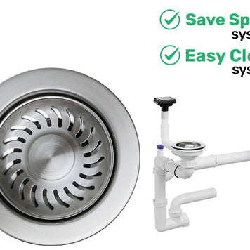 Sifon Save Space + Easy Clean pentru două cuve (manual), cu preaplin vertical