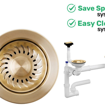 Sifon Save Space + Easy Clean pentru două cuve (manual), cu preaplin vertical