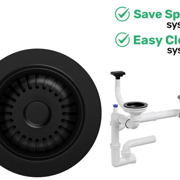 Sifon Save Space + Easy Clean pentru două cuve (manual), cu preaplin vertical