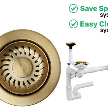 Sifon Save Space + Easy Clean pentru două cuve (manual), cu preaplin vertical