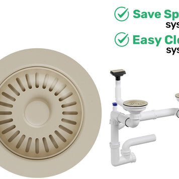 Sifon Save Space + Easy Clean pentru două cuve (manual), cu preaplin vertical