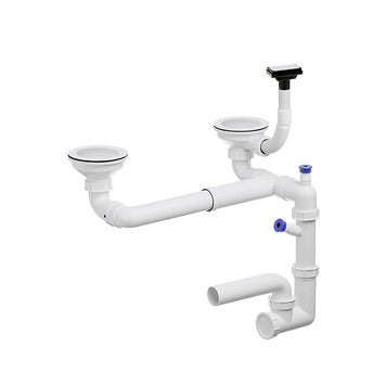 Sifon Save Space + Easy Clean pentru două cuve (manual), cu preaplin vertical