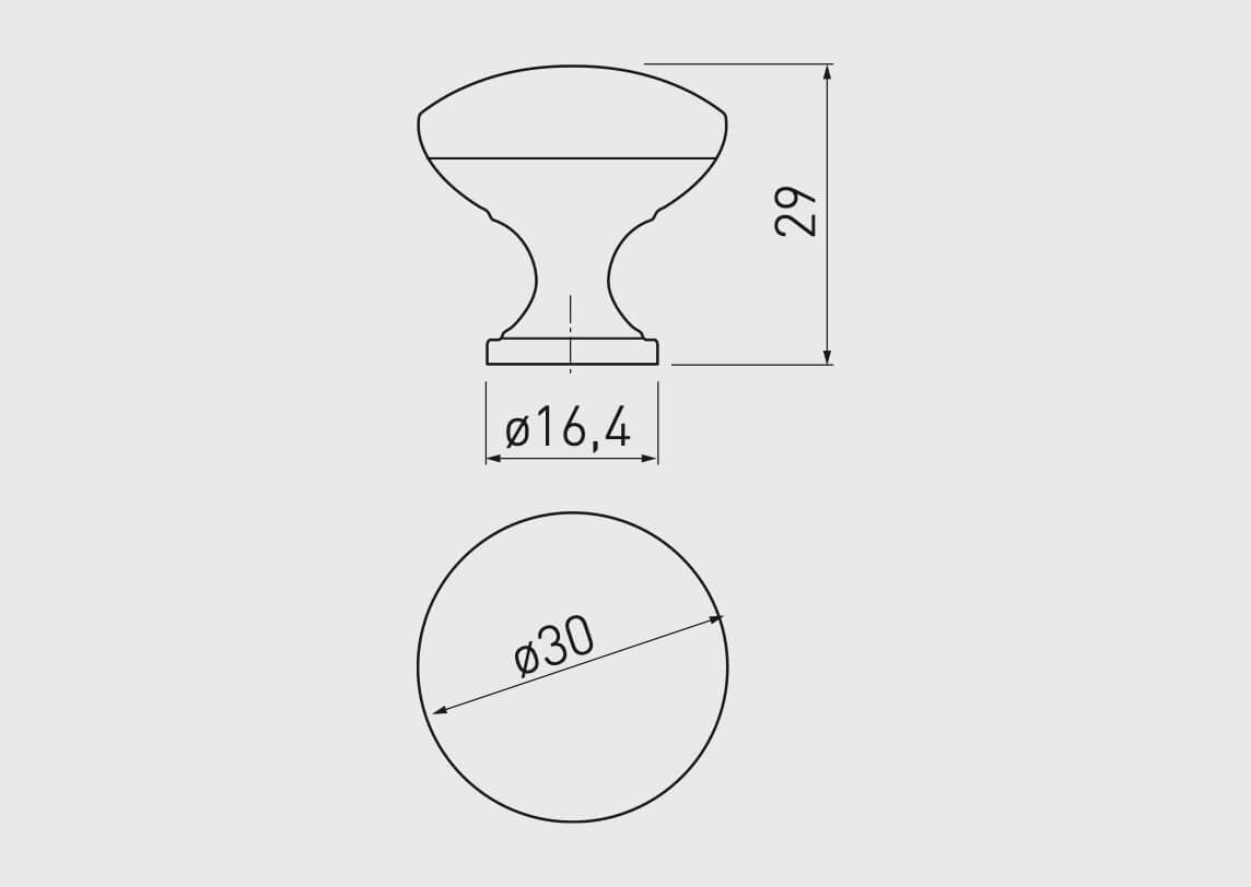 Buton mobilă TERNI 30x29 mm, inox